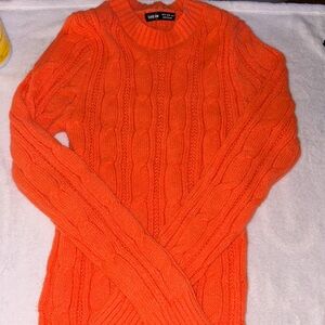 SHEIN Bright Orange Cable Knit Sweater